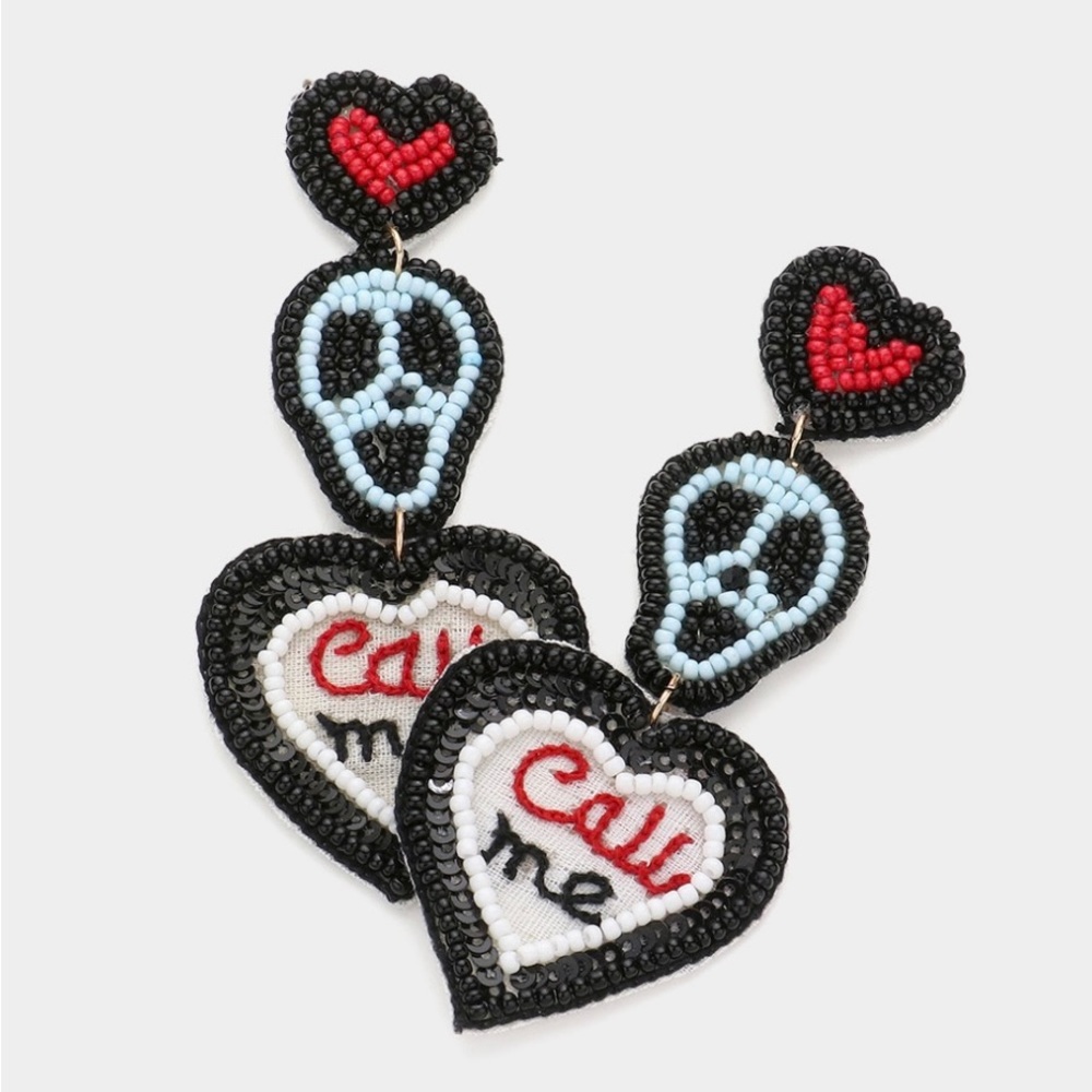 Ghost face Seedbead earrings